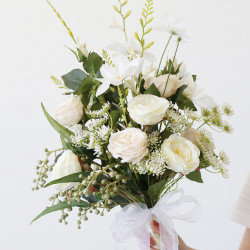 beige rose wedding bridal bouquet, wedding bouquet flowers, diy wedding flowers, artificial wedding flowers