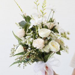 beige rose wedding bridal bouquet, wedding bouquet flowers, diy wedding flowers, artificial wedding flowers