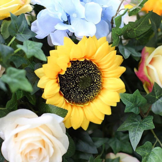 hanging sunflower, yellow artificial wedding flowers, diy wedding flowers, wedding faux flowers